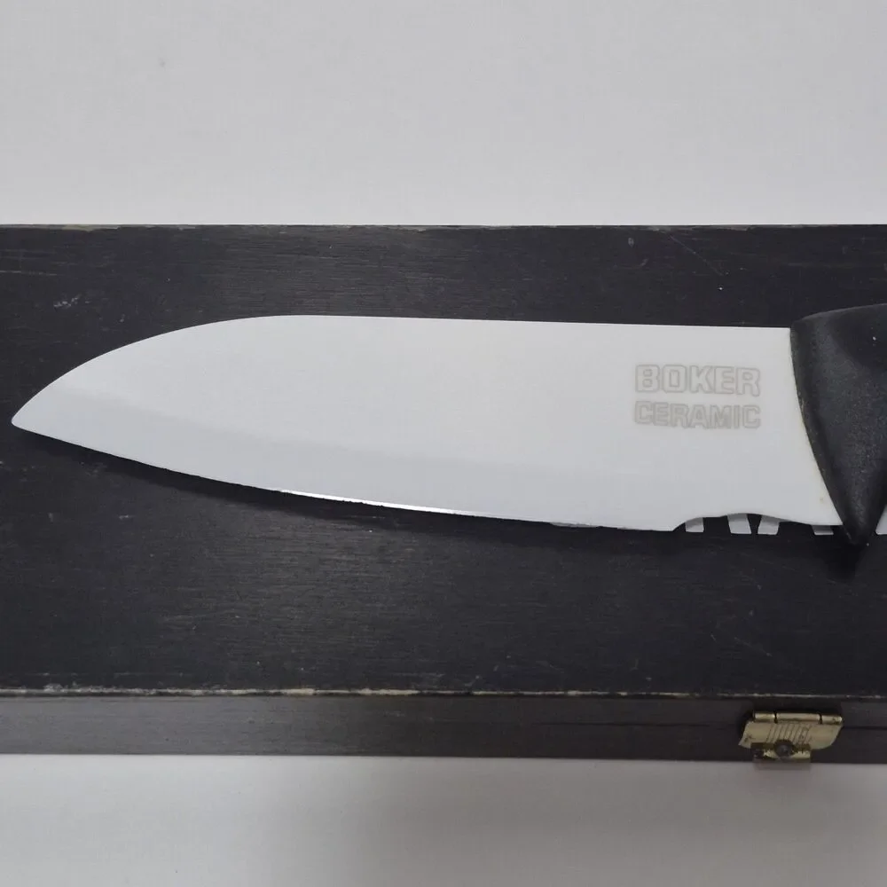 Boker Ceramic Santoku Knife 5” White Blade, Delrin Handle